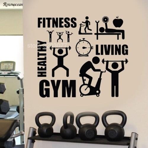 Sport Motivation Fitness Gym Wall Decal DIY Home Decor Art Mural Vinyl Sticker Room Decoration Removable Wallpaper Modern G-22