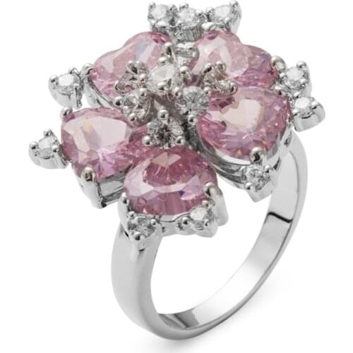 Fleure Esme Engagement wedding vintage rings Jewelry & Accessories for women Pink Purple Cubic Zirconia Rhodium Plated R507 R510