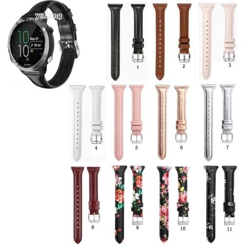 20mm 22mm Slim Genuine Leather Watch Band Strap for Garmin Forerunner 245 245M 645 645M Vivoactive 3 trainer music Venu SQ strap