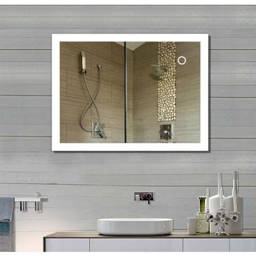 Bathroom Mirror Smart Rectangular Makeup Bathroom Mirror High Quality Refection LED Vanity Mirror Anti-fog 90*70/80*60/70*50cm