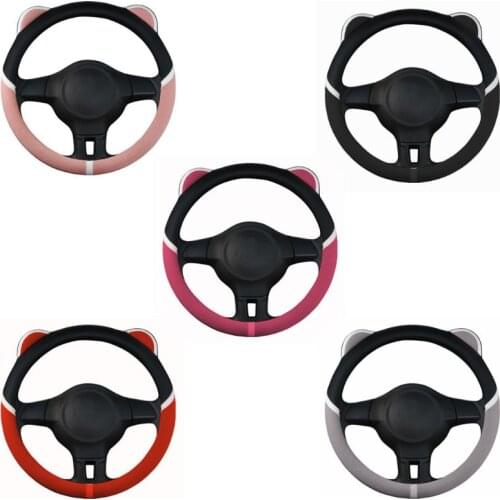 Cute Ears Car Steering Wheel Cover Fashionable Non-slip Breathable Girls Women Auto Universal Interior Decoration Parts