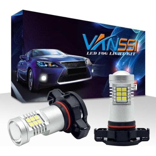 VANSSI 2pcs 2504 PSX24W LED Fog Light Bulbs 6000k White PS19W 5202 LED Bulbs Fog Lamp 12V Auto Driving Running Lamp White