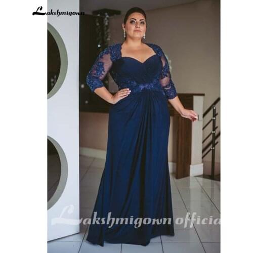 Vintage Chiffon Mother Of The Bride Dresses Summer Wedding 2020 Vestidos de Noite Plus Size Navy Blue Evening Party Dresses
