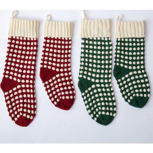Knitted Knitted Ornaments Gift Bags Decorative Pendant Candy Bags Polka Dot Pendant Christmas Socks sports socks