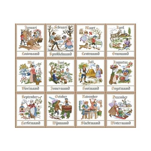 Xiaoyi cotton self-matching cross stitch Cross stitch RS cotton comes with no prints Pako rural life calendar of December