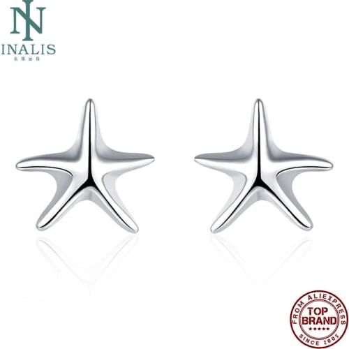 INALIS Starfish Romantic Simple Stud Earrings For Women Push-Back Female Copper Earring Engagement Fashion Jewelry Recommend