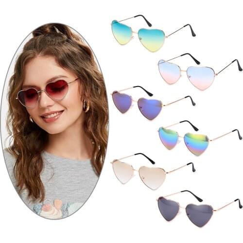 Women Fashion Vintage Heart Shape Sunglasses Metal Frame Sun Glasses Candy Color Gradient Sun Glasses For Outdoor Cycling