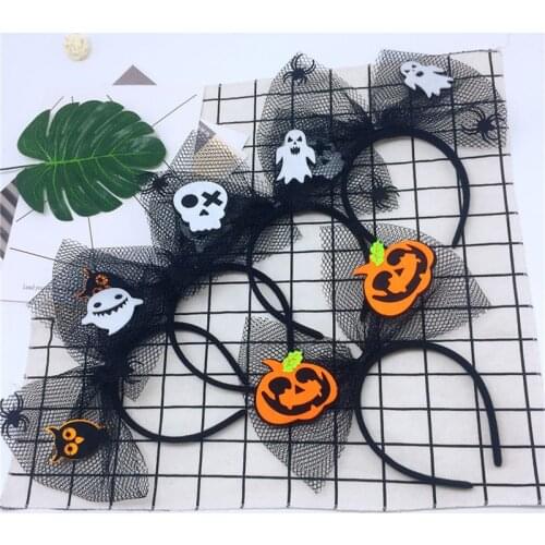 Women Mesh Bow Hair Accessories Lace Cat Ear Hairband Cartoon Felt Role Headband Halloween Hair Hoop Headwear Party