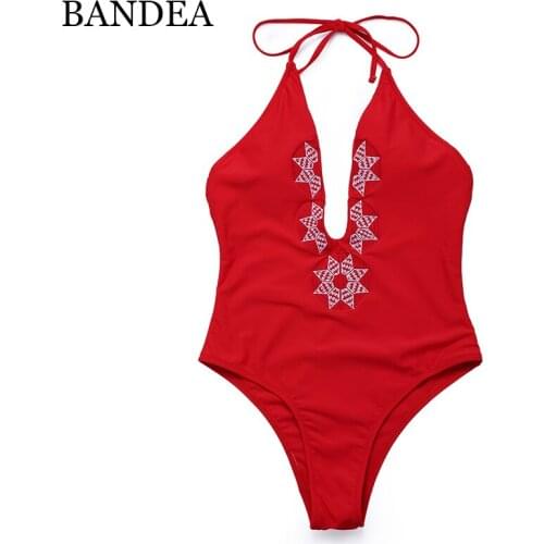 BANDEA 2019 Solid Bather Swimsuit One Piece Swimwear Swimming Suit For Women Bikini Swimwear Female Swimsuit For Girls Monokini