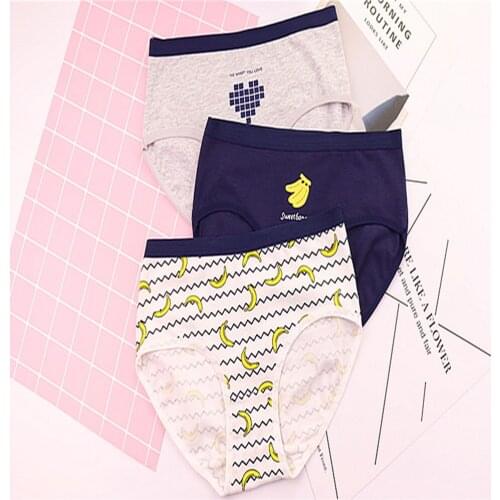 Love Heart, banana, letters ladies underwear cotton triangle cute cartoon fruit series girls waist cotton underwear T018