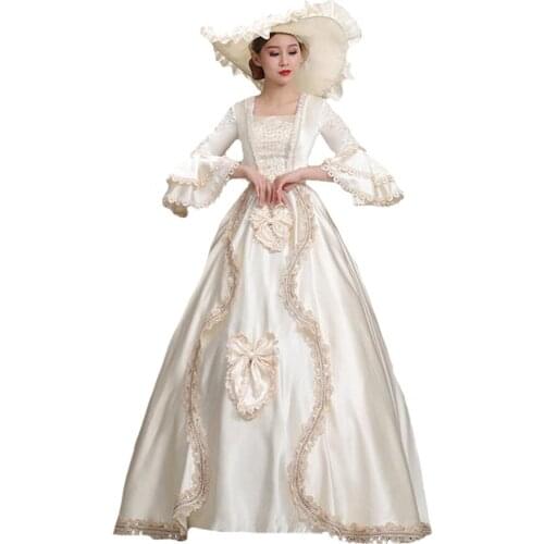 Women Victorian Pearl Dress Fantasy Dress Cosplay Costume Vintage Ball Gown Floor Length Maxi Dress Evening Party Dress