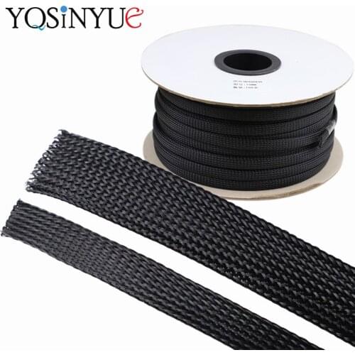 1/3/5/10/50/100/200M Black Insulated Braid Sleeving 4/6/8/10/12/14/20/25mm Tight PET Wire Cable Gland Protection Cable Sleeve