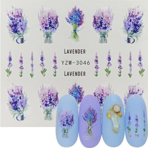1pcs Lavender Bouquet Design Water Transfer Nail Art Sticker For Nails Slider Decal Decor Charm Manicure Tools