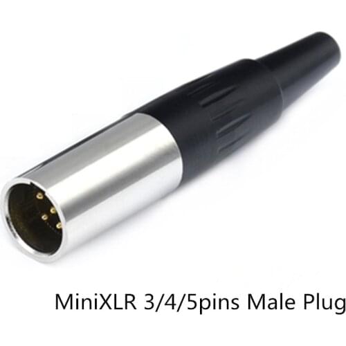 10pcs/lot Mini XLR 3 4 5 Pin Male Plug Soldering MIC Cable Wire Connector Gold Plated Small XLR Microphone Plug Jack Wholesales