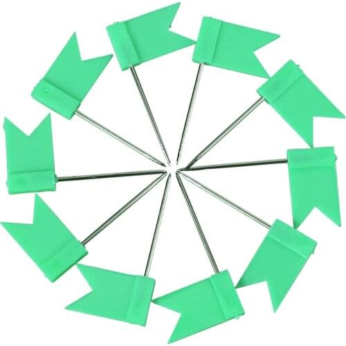 100 Flag Shape Map Pins Cork Notice Board Drawing Pins Push Pin Green