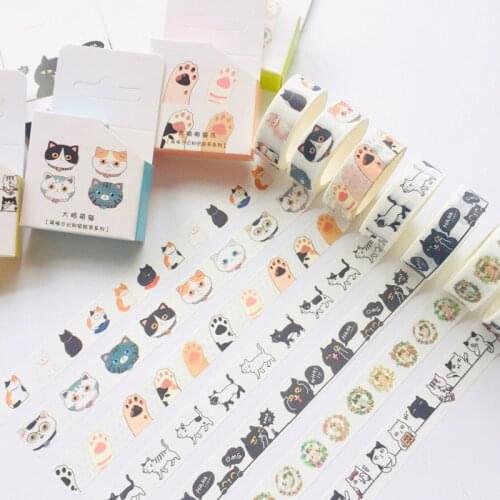 15mm*5m Cute Black and white cat claw Bullet Journal Washi Tape Adhesive Tape DIY Scrapbooking Sticker Label Masking Tape