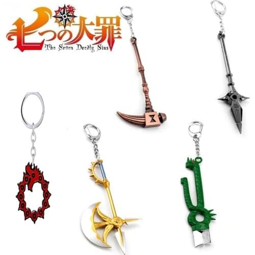 2021 Anime The Seven Deadly Sins Chain keychain for Women Men Meliodas Dragon Tattoos Badge key rings key chain Jewelry Gift