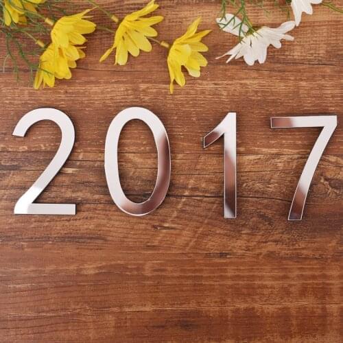 3D DIY Number Wall Sticker Art Wall Decals Gold Silver Black For Wedding Birthday Memorial Day Important Time Home To Decor Home