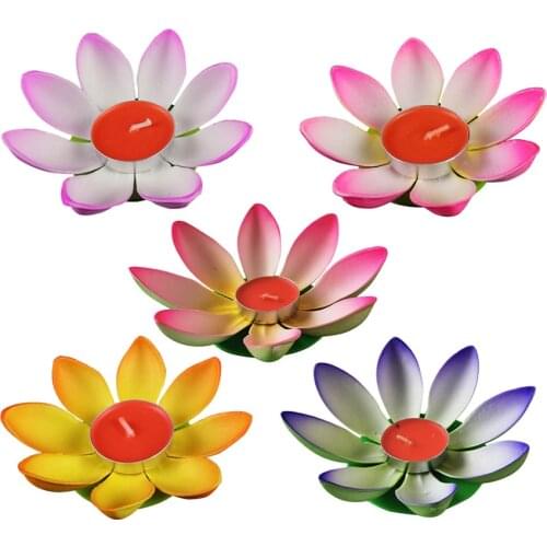 5 Pcs Creative Lotus Lamp Floating Lotus Lantern Wishing Water Lotus Candle Light Flower Lamp for Festival