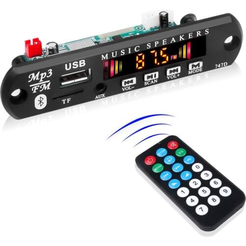 Kebidu 5V Car Bluetooth MP3 Decoder Board WAV WMA Color Screen Decoding MP3 Player Hands-free USB/FM/TF/AUX Audio Module Record