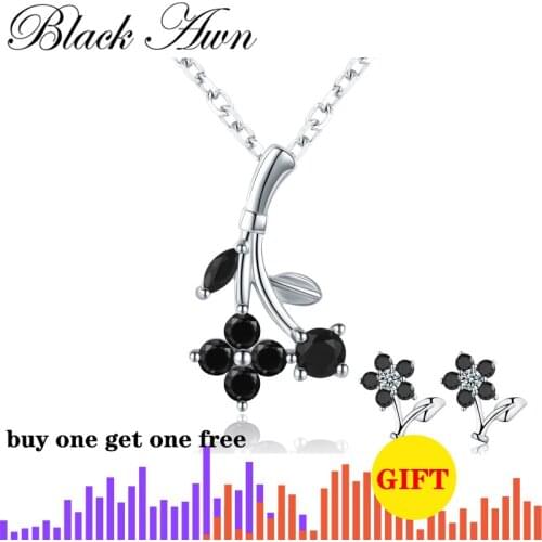 [BLACK AWN] 925 Sterling Silver Jewelry Womens Flower Necklace Pendants Female Bijoux Girls Gift Silver 925 Jewelry KN028