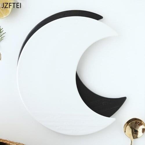 Black Stone Dishes For Dessert Black Wavy Plate For Barbecue Cheese Pizza Dessert Cake Fruit Plate Tray Ceramica Salver