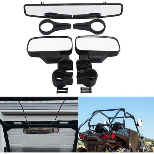 UTV Rear View Rearview Mirrors Side Mirrors with 2" Clamp Shock-proof Set Universal For Polaris Ranger RZR Can-Am Maverick