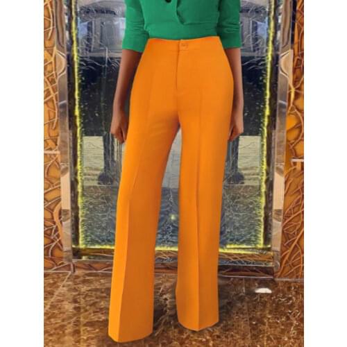 Women Trousers Long Wide Leg Pants Female High Waist Elegant Office Ladies Autumn Work Wear African Female Fashion Pantalones
