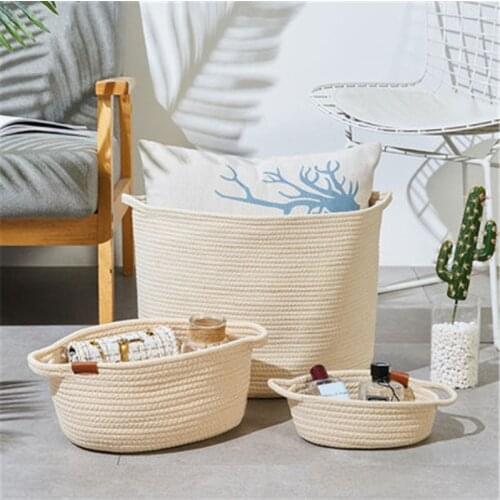 Home Storage Baskets Sundries Organization Clothes And Toys Sundries Cotton Rope Woven Storage Basket Household Storage Open Box