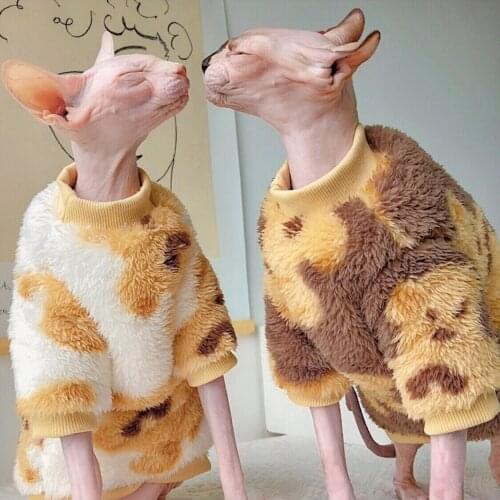 FSS Super Thick Hairless Naked Cat Outfits Double-sided fleece Soft Naked Cat Winter Clothes Kitty Sphynx Bald kitten Clothes