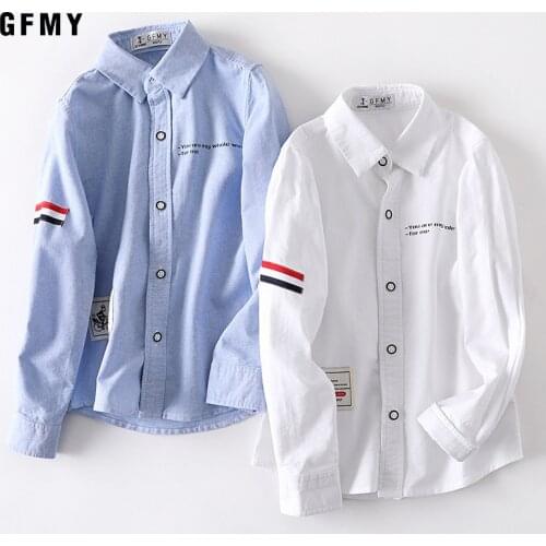 GFMY Kids Boy Shirt Long Sleeve spring 2021 New Solid Toddler Boy Clothes School Shirts For Boys Children Blouse 2-14Y