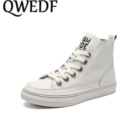 2019 Sneakers Women New Autumn Winter High Top Shoes White Sneakers High Quality PU Lace Up Chunky Sneakers Moda Mujer X11-93