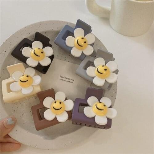 Small square Claw Clip for Women Hair Claw Sun Flower Smiley Hair Clamps Girl Claw Clip Crab for women Hair Accessories for Hair