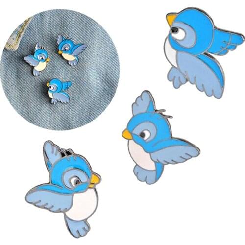 Cute cartoon blue bird Badge Brooches Girl Unisex enamel brooch Pin Clothes Backpack Badge