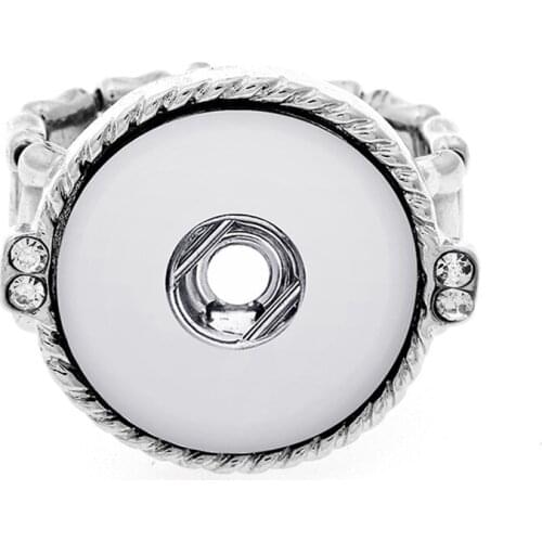 Fashion rhinestone filled Snap button Ring Jewelry DIY interchangeable 18mm Snaps Button charm Rings For Women men party