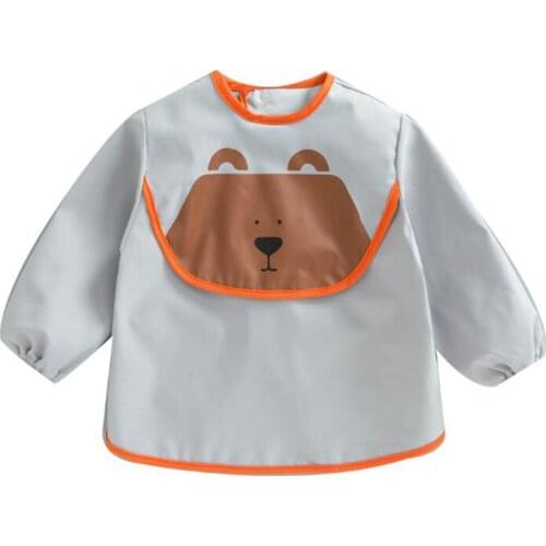 Soft Baby Bibs with Long Sleeve and pocket Waterproof Easy To Clean Child Apron Bib For Boys Girls kids feeding accessories