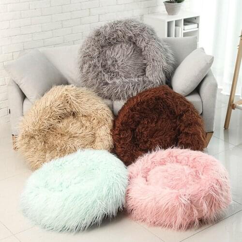 New Super Soft Round Long Plush Pet Bed Kennel Dog Cat Winter Warm Sleeping Bag For Small Large Pets Mat Portable Cat Supplies