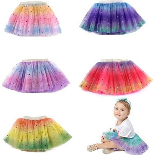 New net yarn princess skirt European and American childrens performance skirt tutu childrens star rainbow skirt