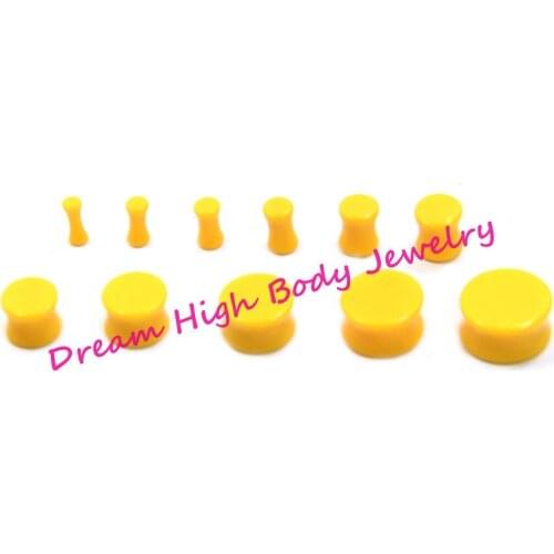 Newest Yellow Ear Plug Bright Color Neon 3-20mm Flesh Tunnels Fashion Ear Piercing Earring Mens ear ring Popular Enlarge ear