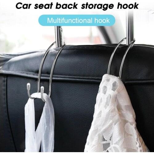 New Metal Car Seat Headrest Hook Multi-purpose Car Seat Back Bag Hanger Holder Purse Cloth Grocery Storage Auto Fastener Clips