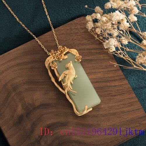 Jade Bird Pendant Necklace Fashion Gifts Women Jewelry Amulet Charm Zircon 925 Silver Crystal Natural Chalcedony Gemstone