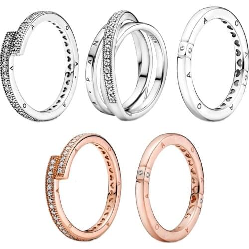 Pan home 925 silver rose Jin Tao heart shining interlaced circle three-ring ring new Chinese couples buddhist DIY jewelry