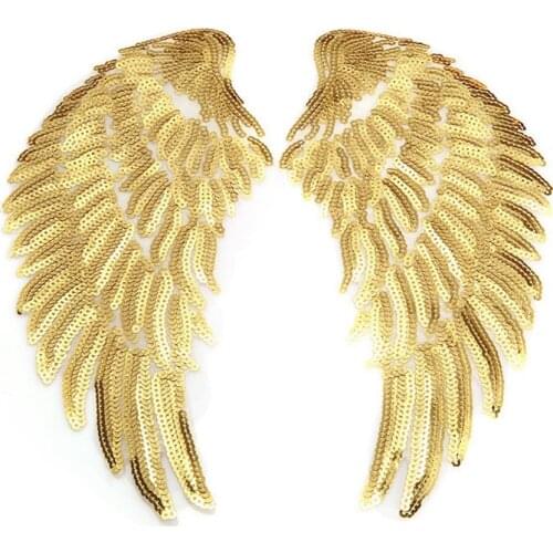 A Pair of Big Wings Decorative Creative Sequins Three-dimensional Nail Bead Patches Sew On Hat Coat Pants Accessories