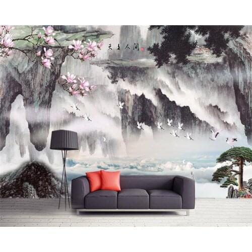 Beibehang Custom Wallpaper Living Room Bedroom Background 3d Wallpaper Ink Landscape Landscape TV Wall Background 3d wallpaper