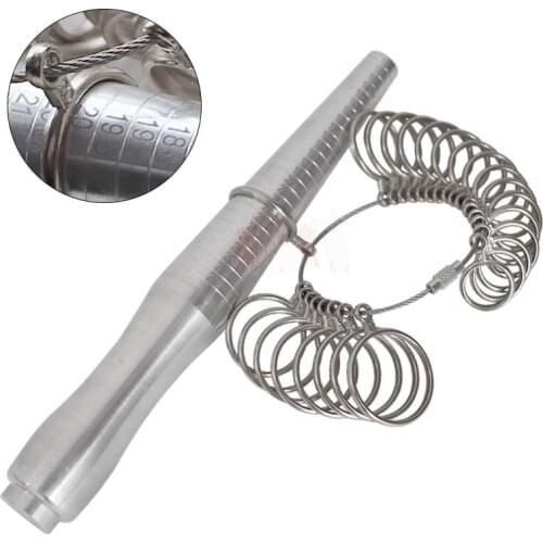 Russian Metal Ring Sizer Set Measuring Ring with Rings Mandrel Sizer Finger Sizing Measuring Stick Jewelry Tools
