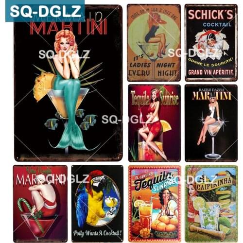 [SQ-DGLZ] Cocktail Metal Sign Bar Wall Decor Tin Sign Club Metal Crafts Decor Painting Plaques Art Poster Vintage Home Decor