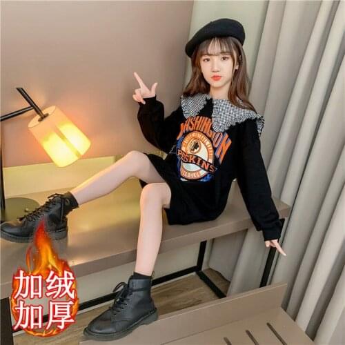 Boys' Girls' Hoodies Sweatshirts Babys Kids Outwear 2021 Lapel Plus Velvet Thicken Winter Autumn Top Cotton Childrens Clothing