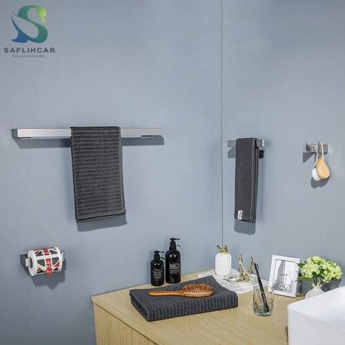 Brushed Nickel 4-piece bathroom towel rack Stainless steel wall-mounted bath towel rack Multifunction Bathroom towel rack