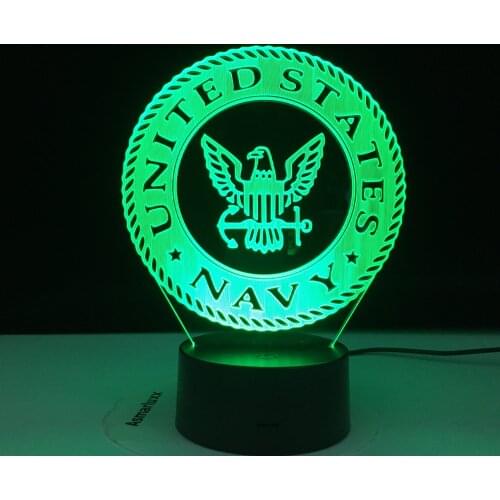 United States Navy 3d Illusion Led Night Light for Home Decoration Child Bedroom Adult Office Decor Light Cool Classic 3d Lamp