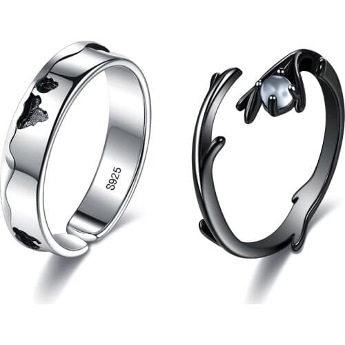 ZEMIOR 925 Sterling Silver Rings For Women Original Moonlight Forest Finger Ring Shiny Moonstone Black Branch Elegant Jewelry